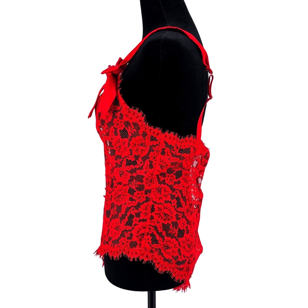 Vintage Victoria's Secret Women's M Red Lace Teddy Button Front Bow Lingerie - Picture 5 of 9